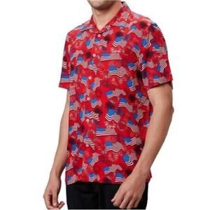 NWT Free Planet American Flag & Fireworks Short-Sleeve Button-Down Shirt Small